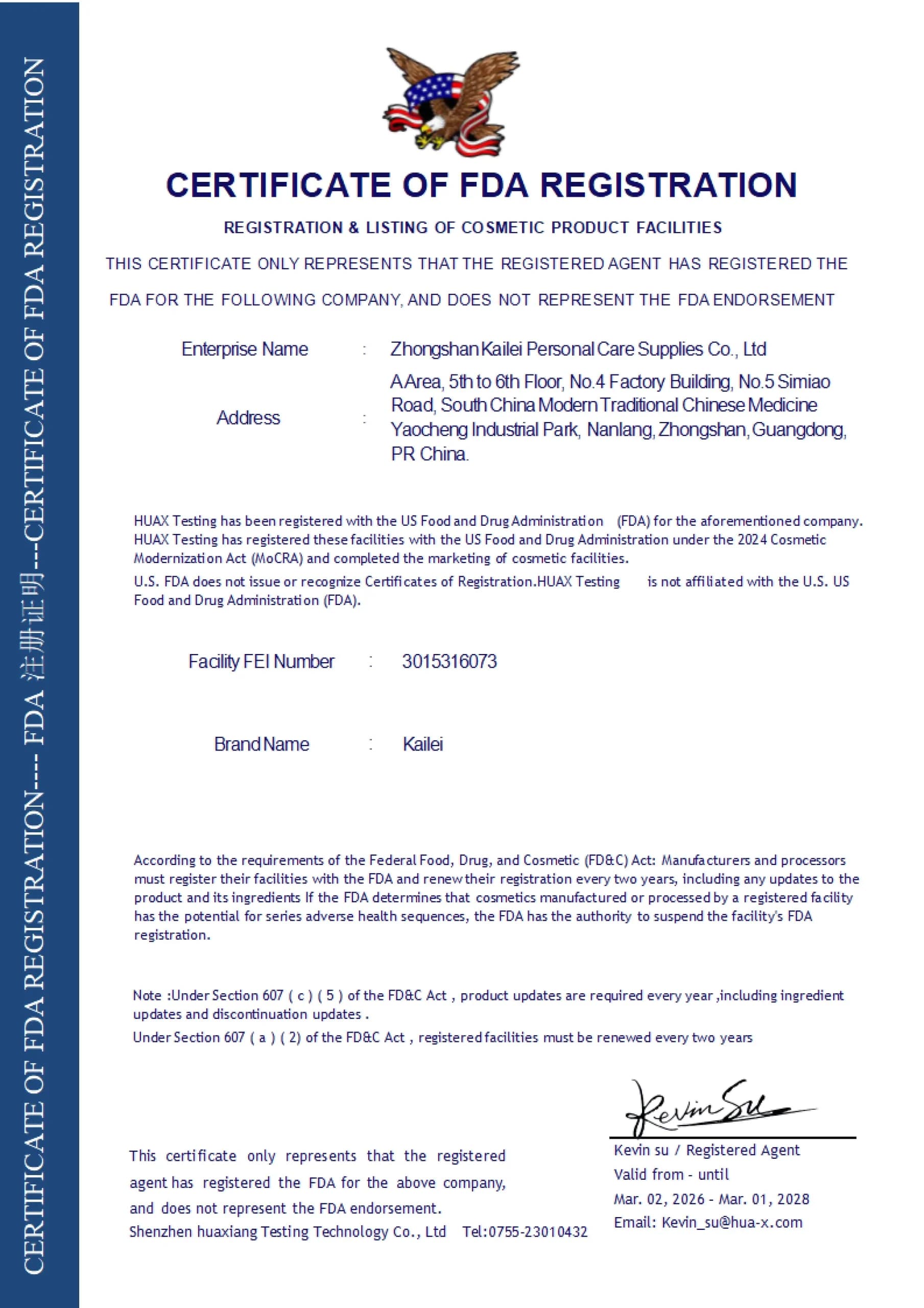 CALLA FDA Registration — official compliance document