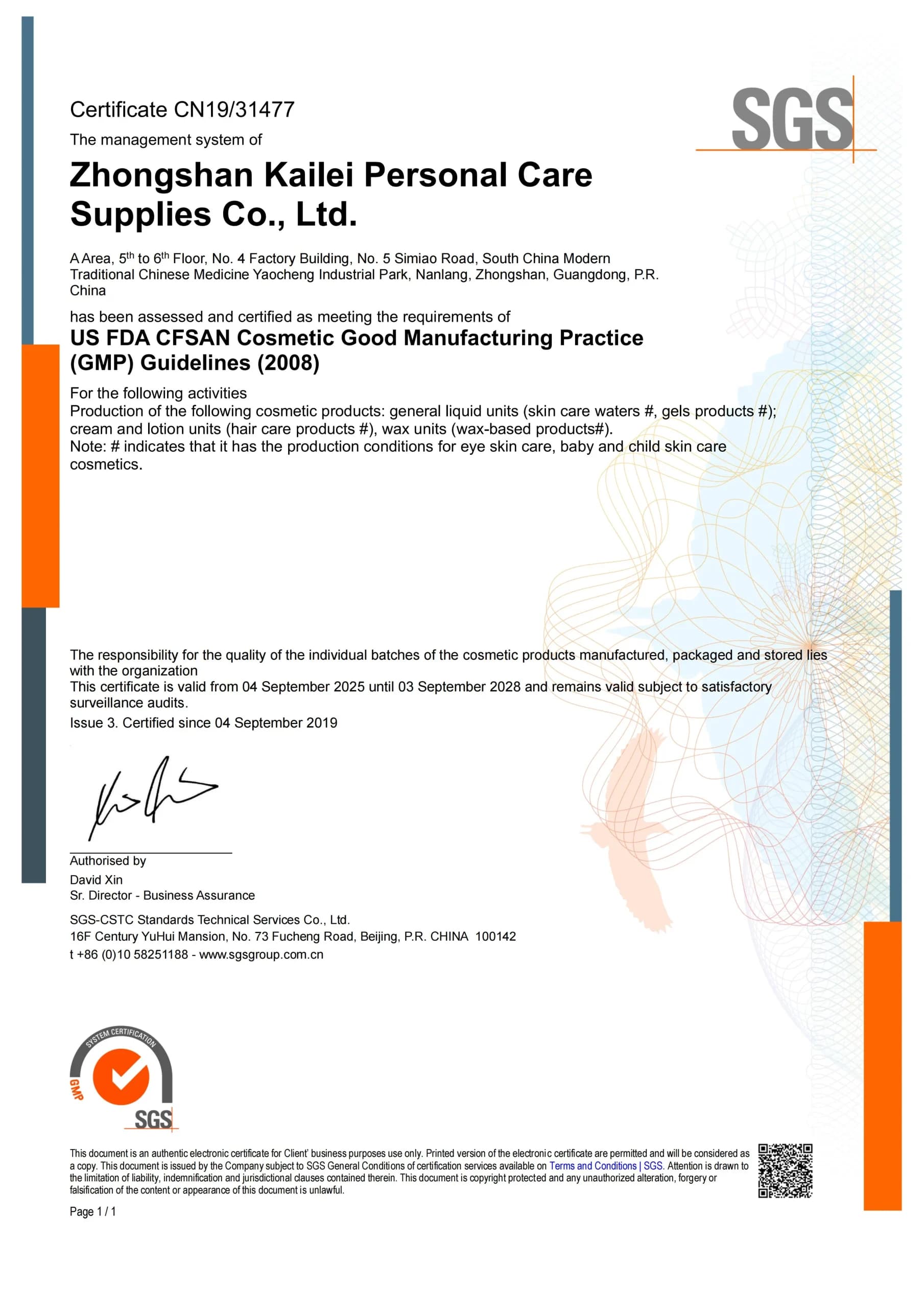 CALLA GMP Certificate — official compliance document